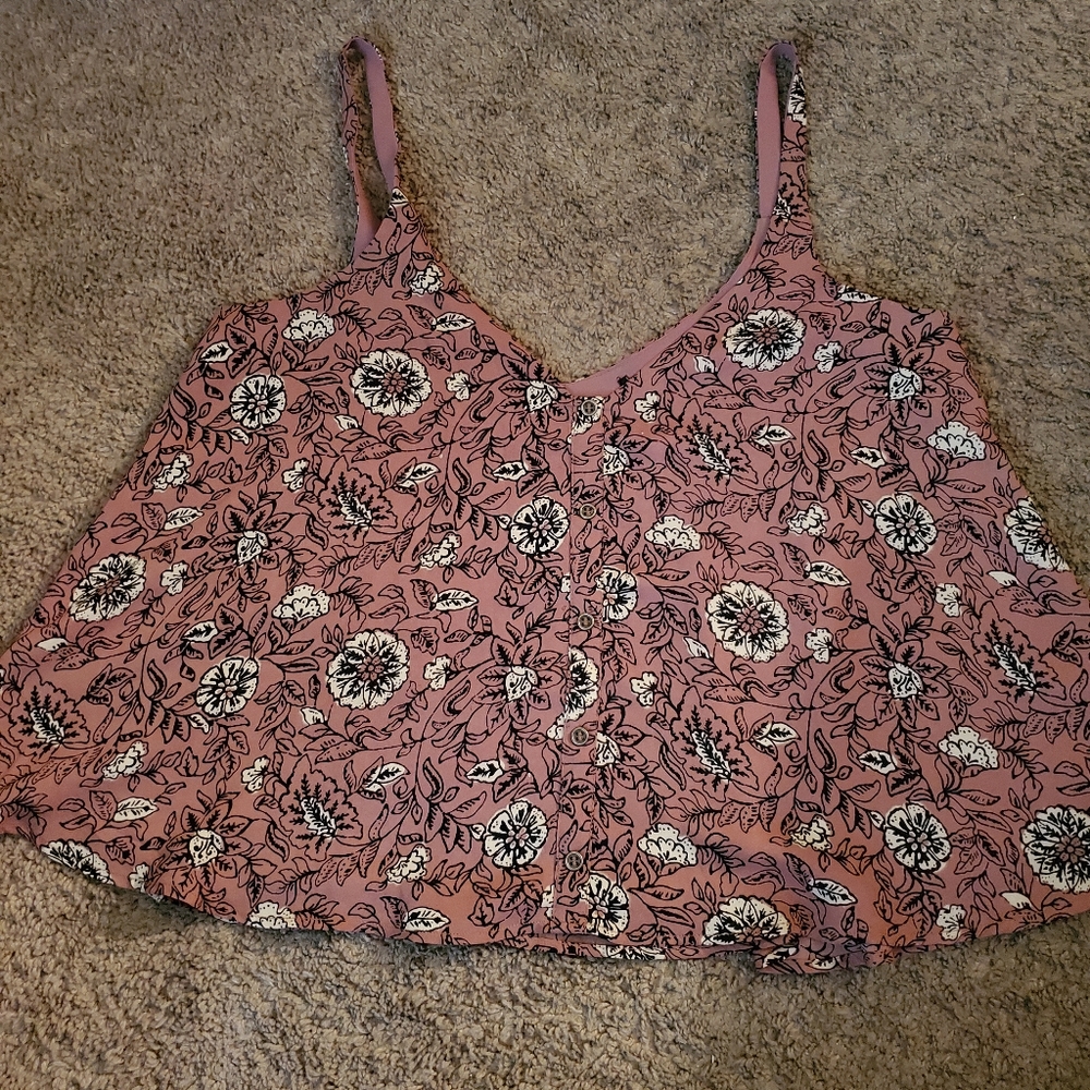 Foral Summer Cropped Tank Top Flare Bottom - Picture 3 of 5